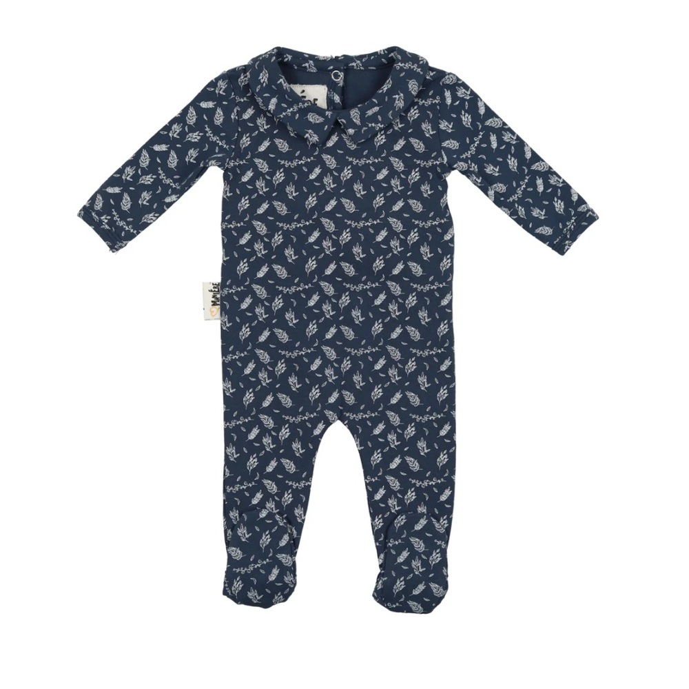 Maniere Blue Leaves & Branches Footie